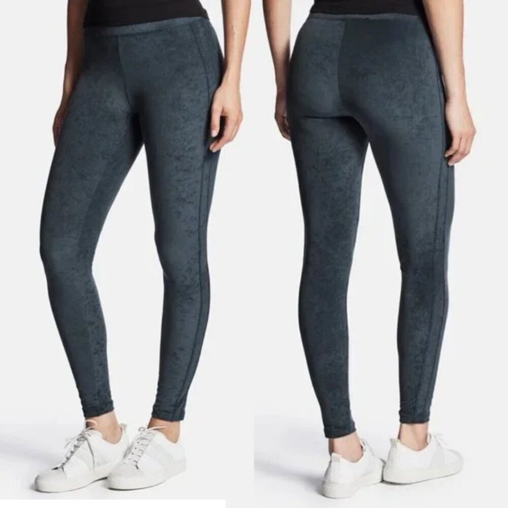 James Perse Knit Velvet Japanese Imported Mid Rise Leggings In Clarington Size 2